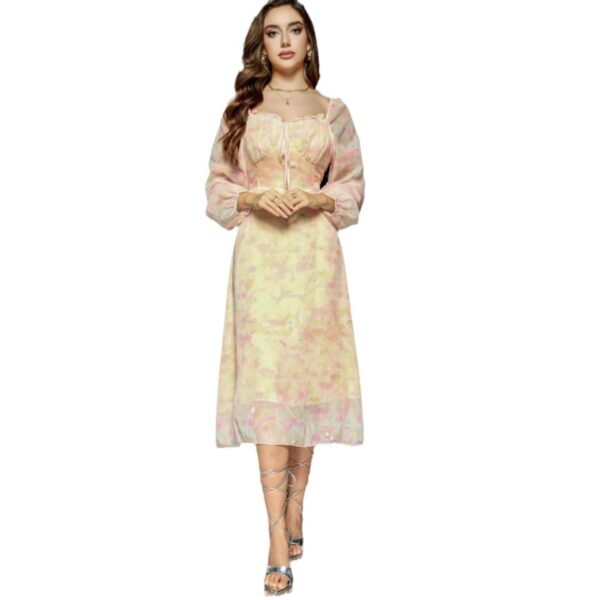 Exquisite Retro Long Sleeve Floral Fairy Dress High-end Sense - Image 5