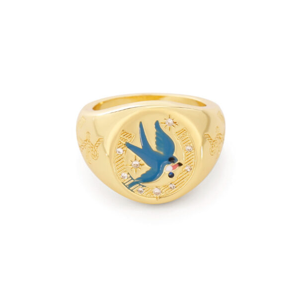 Simple Geometric Enamel Glaze Women's Ring - Image 2