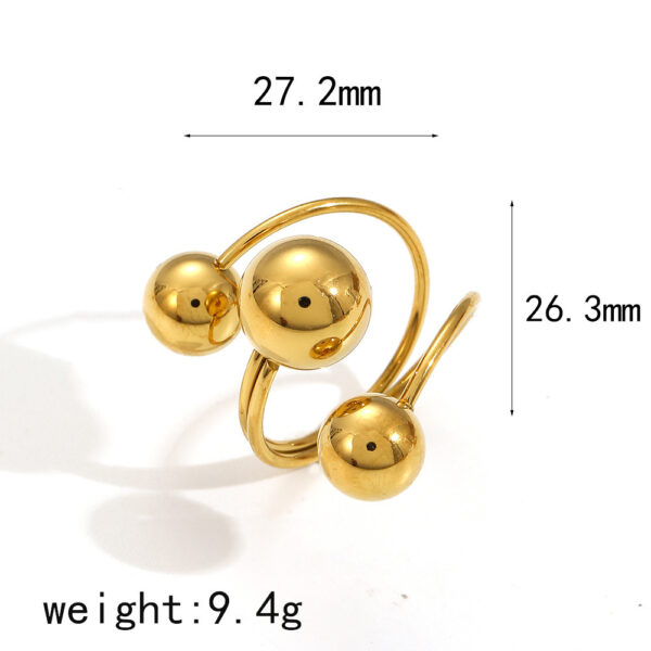 Round Ball Line Titanium Steel Ring Female Fashion - Image 3