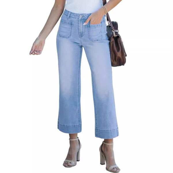 Slimming And Wide Leg Straight-leg Pants Washed Jeans Cropped Pants - Image 7