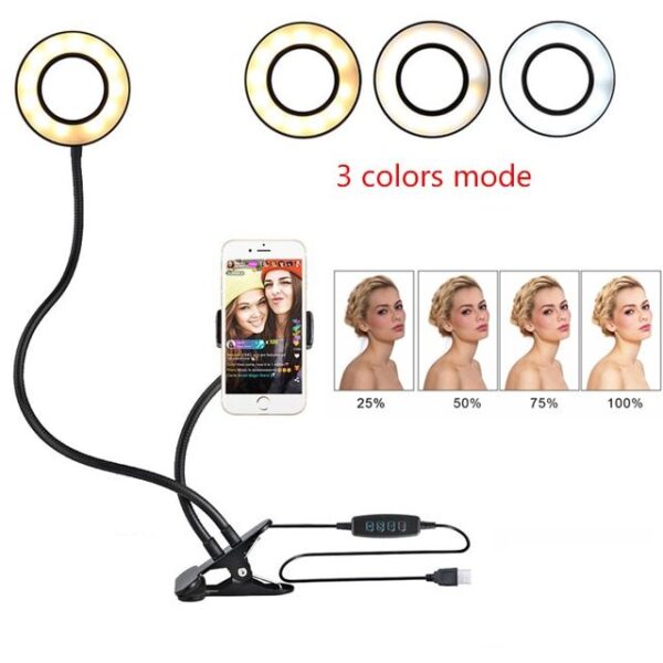 LED Selfie Ring Light for Live Adjustable Makeup Light-8cm Stand - Image 7