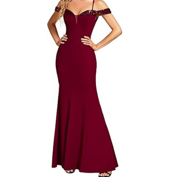 Women's Clothing Off-neck Sling Evening Long Dress - Image 2