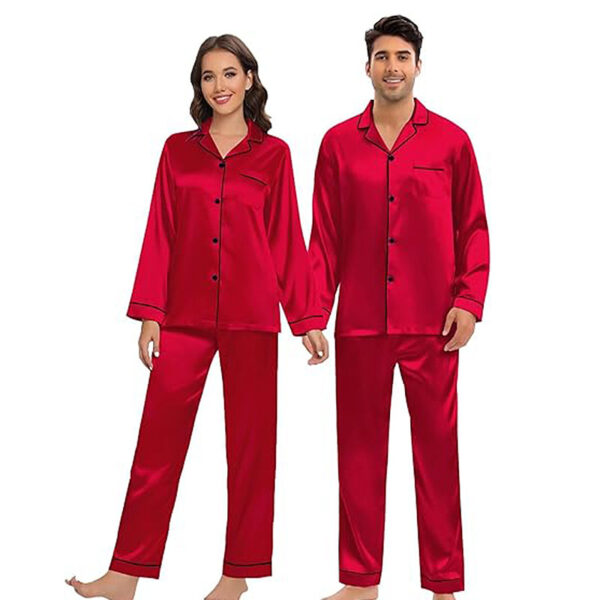 Couple Satin Pajamas Two-piece Long-sleeved Homewear - Image 10