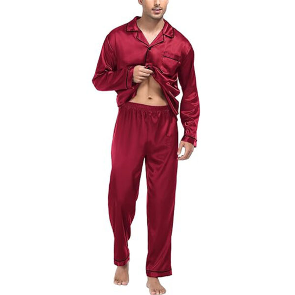 Couple Satin Pajamas Two-piece Long-sleeved Homewear - Image 2