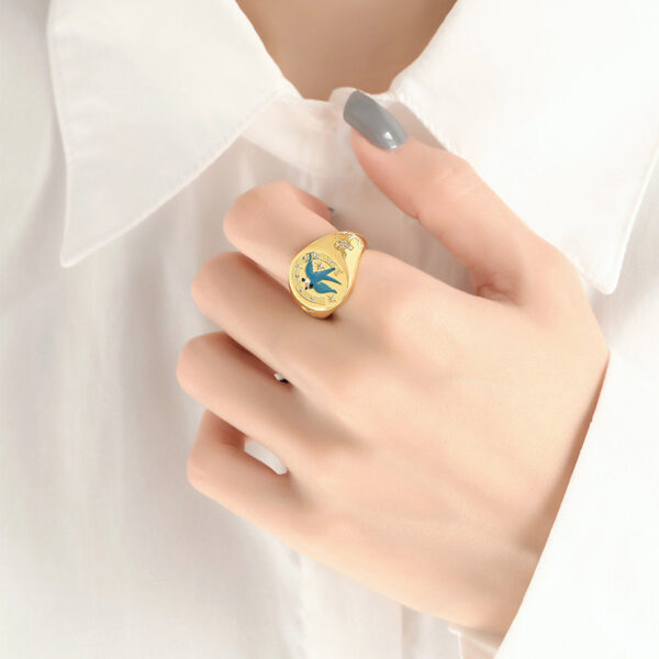 Simple Geometric Enamel Glaze Women's Ring