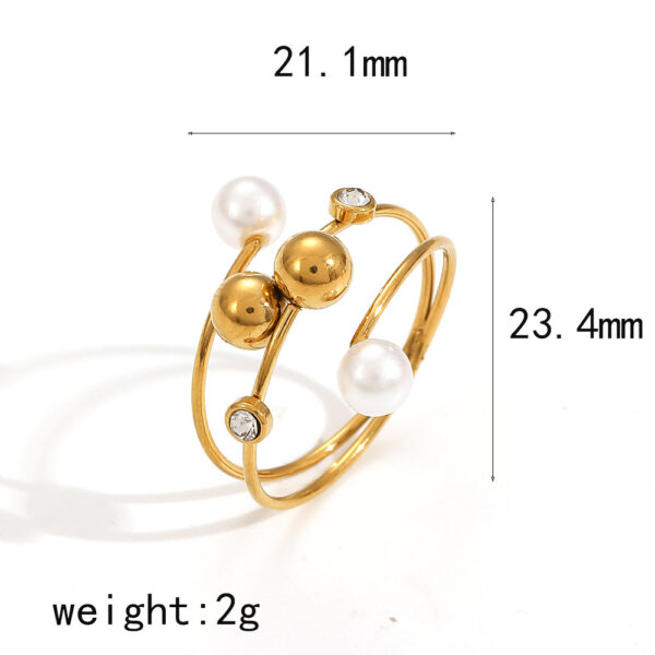 Round Ball Line Titanium Steel Ring Female Fashion - Image 2