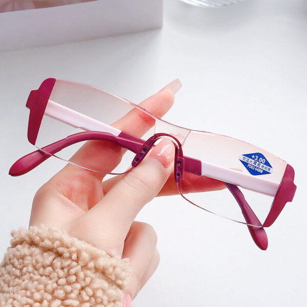 Frameless Dual-light Diamond Rimmed Fashion Anti-blue Light Presbyopic Glasses - Image 7