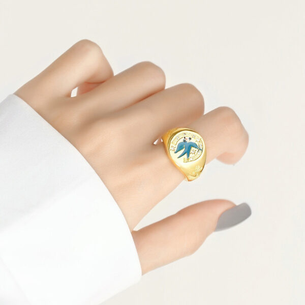 Simple Geometric Enamel Glaze Women's Ring - Image 5