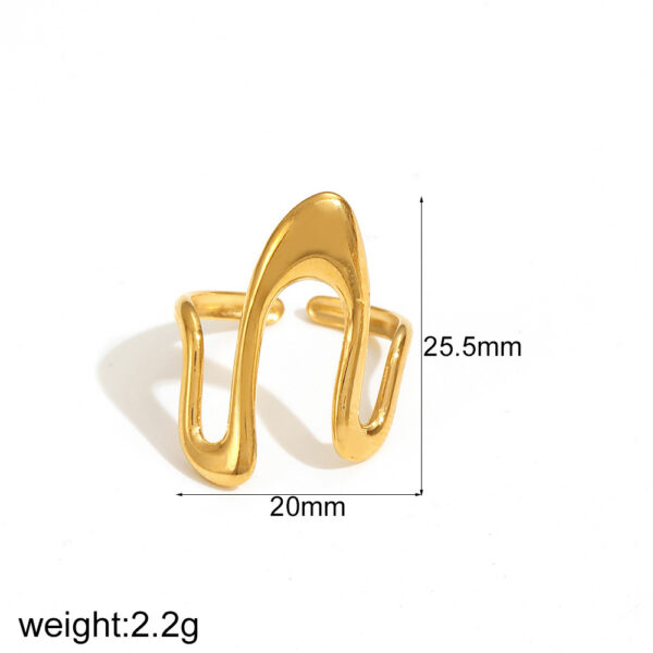 Geometric Ring Line Titanium Steel Ring For Women - Image 10