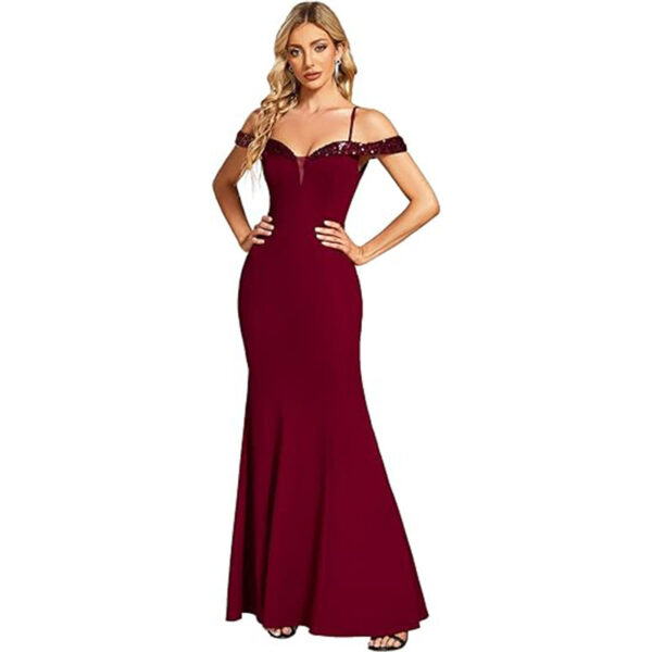 Women's Clothing Off-neck Sling Evening Long Dress - Image 6