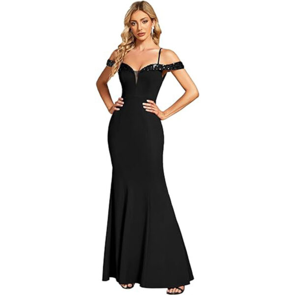 Women's Clothing Off-neck Sling Evening Long Dress - Image 3