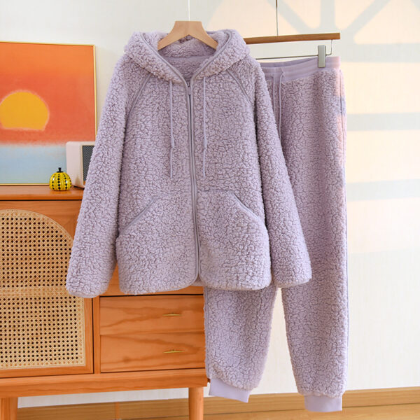 Two-piece Flannel Cute Hooded Thickened Loungewear Autumn And Winter - Image 4