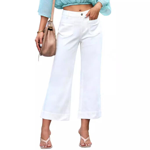 Slimming And Wide Leg Straight-leg Pants Washed Jeans Cropped Pants - Image 4