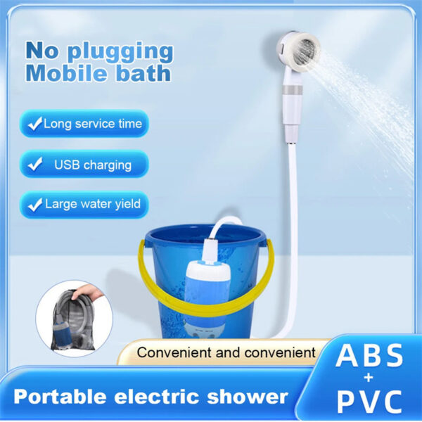 Outdoor Camping Shower Portable Electric Shower Gadgets Waterproof 5000mAh Rechargeable Battery Powered For Hiking Traveling - Image 4