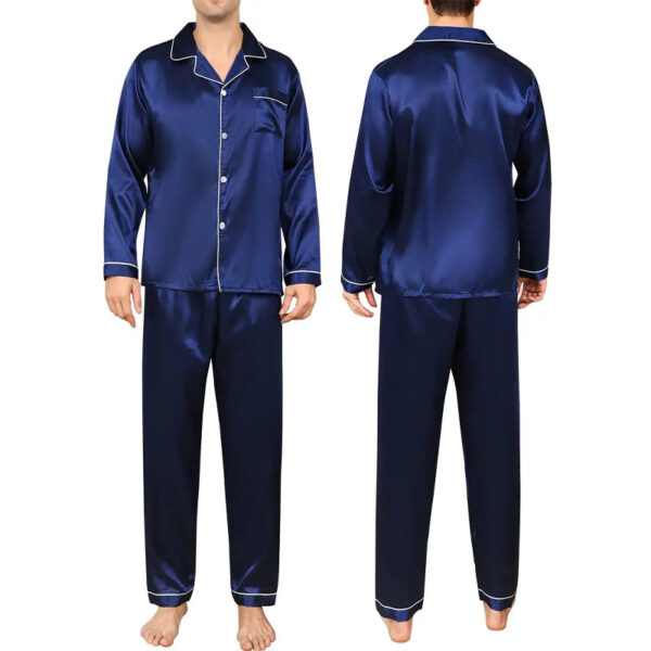 Couple Satin Pajamas Two-piece Long-sleeved Homewear - Image 5