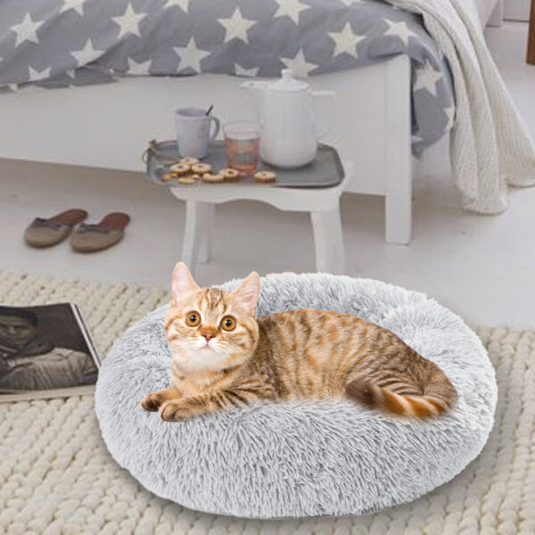 Fluffy Donut Dog Bed  Warm Soft Long Plush Pet Cushion Dog House Cat  Bed Washable Pet Sofa Mat Calming Samll Large Dog Beds - Image 3