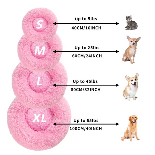 Fluffy Donut Dog Bed  Warm Soft Long Plush Pet Cushion Dog House Cat  Bed Washable Pet Sofa Mat Calming Samll Large Dog Beds - Image 2