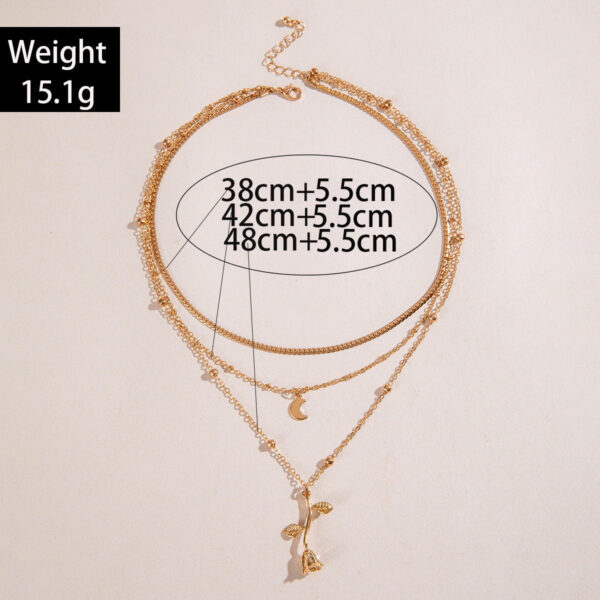 Popular Golden Rose Three-layer Necklace - Image 6